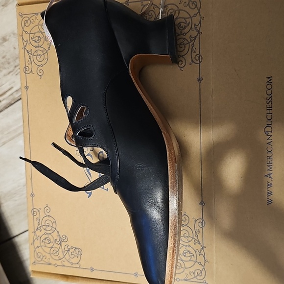 Leather American Duchess Gibson Girl Lace Keyhole Mary Jane 2.5 Edwardian Heel - Picture 12 of 17